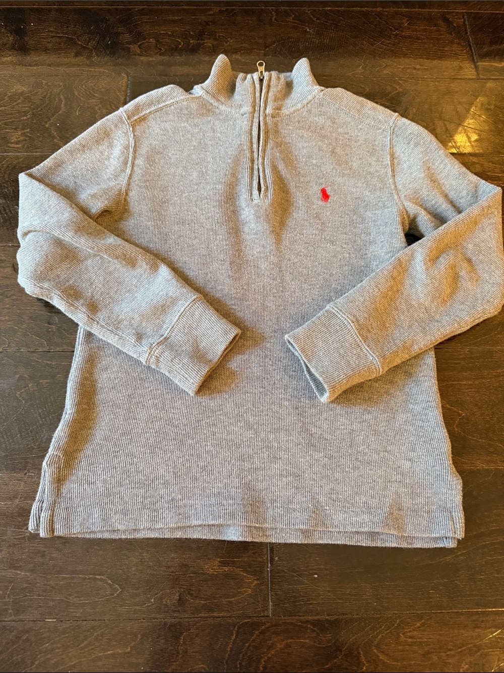 Polo by Ralph Lauren Gray Quarter-Zip Sweater with Red Pony size 8 boys - Picture 2 of 8